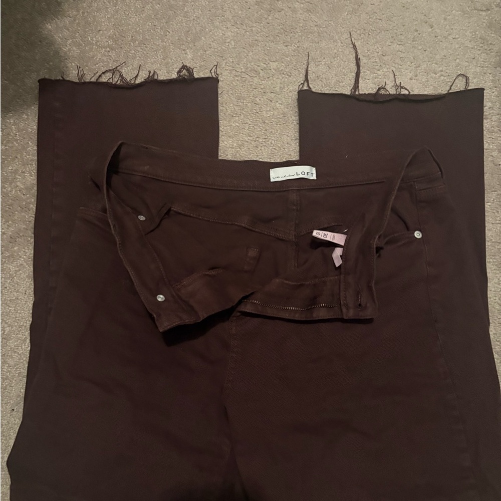 Brown Frayed Hem Jeans